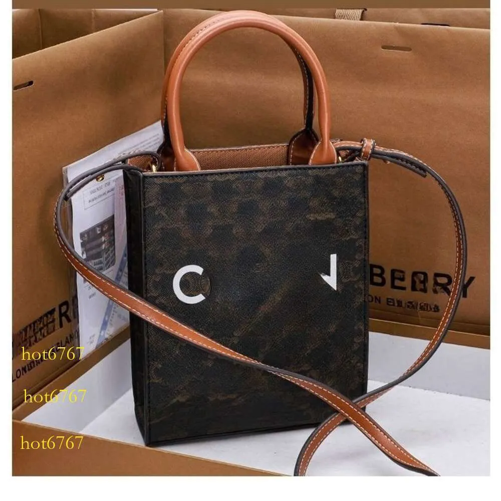 designer bag Fashion bag Shoulder bag Crossbody bag cabas Mini Logo Printed Vertical Handbag cabas tote bag Genuine Leather Adjustable detachable shoulder straps