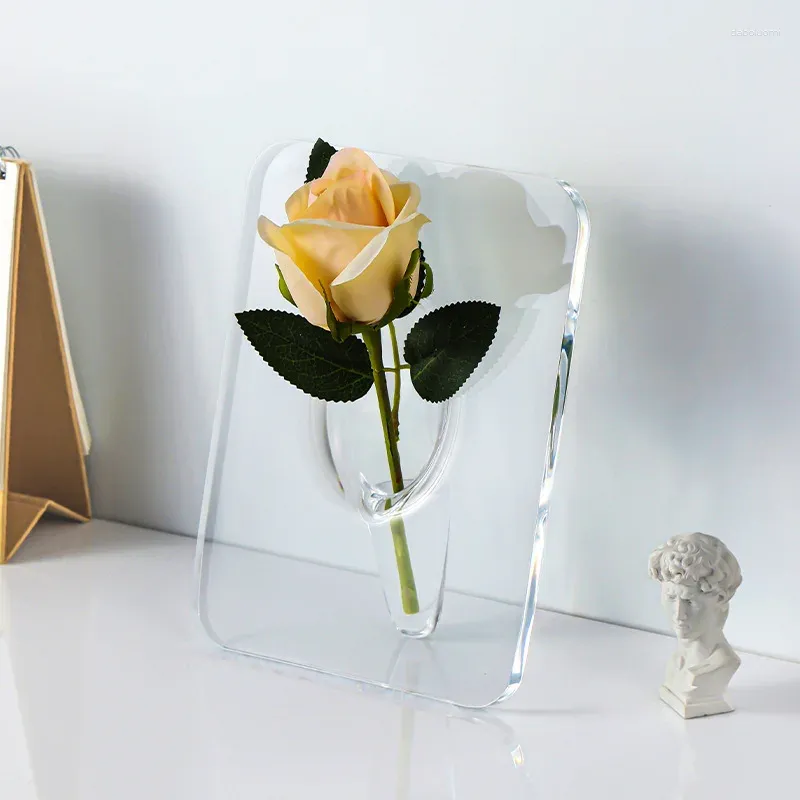 Vases Créative Cadre acrylique Vase Hydroponic Flower Arrangement Device Home Dining Table Dining Office Decoration Ornements