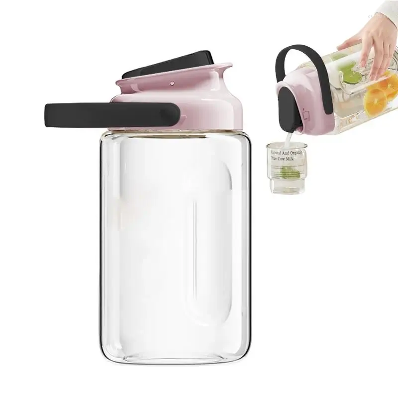 Vattenflaskor dryck pitcher med lock lufttätt kanna juice container dryck dispenser press containrar filter handtag för mjölk iste