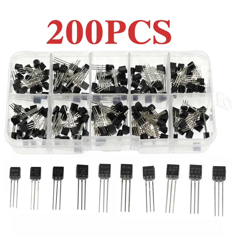 Transistor Assortment Kit 10value 200PCS BC337 BC327 2N2222 2N2907 2n3904 2n3906 S8050 S8550 A1015 C1815 Transistors Box Pack I.869552510