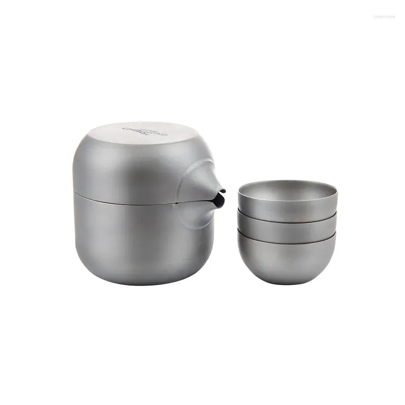 Teaware set Pure Titanium Ultra Light Portable Double-Layer Tea Set TEACUP Making Device som bär resor utomhus