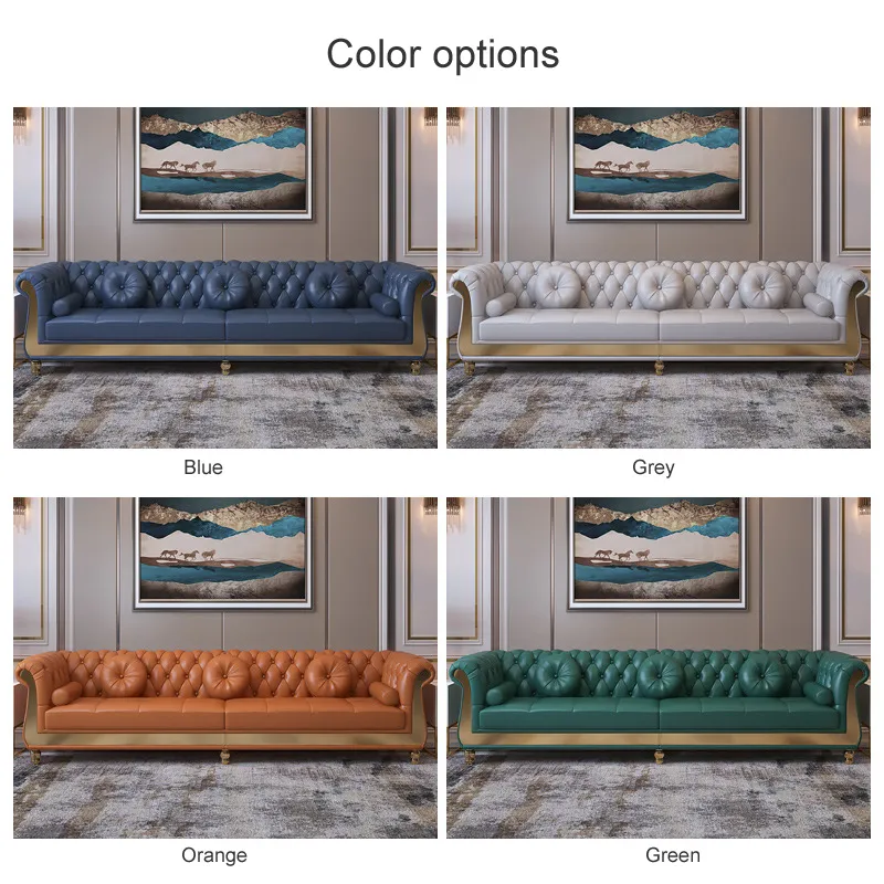 New Luxury Chesterfield Sofa Set: Modern Genuine Leather Furniture for ...