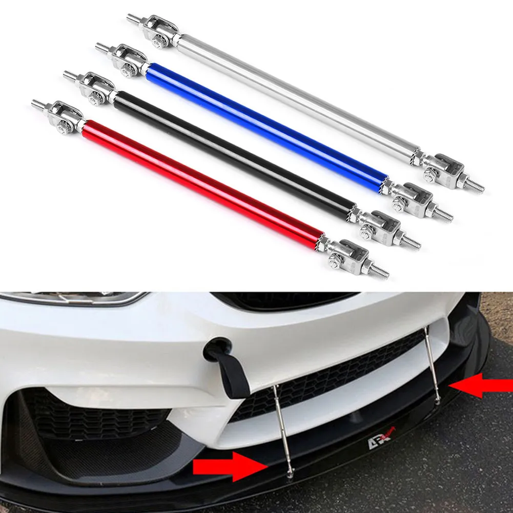 Adjustable Front Bumper Lip Splitter Strut Rods – 200mm – Red/Black – Ironwalls