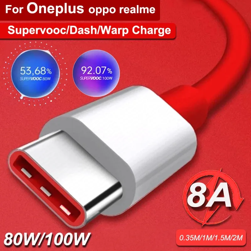 Câble OnePlus Original 100W 8A USB Type C Supervooc Warp Charger de charge rapide un plus 10 9 8 Pro 11 10t Nord 3 2T 2 8T