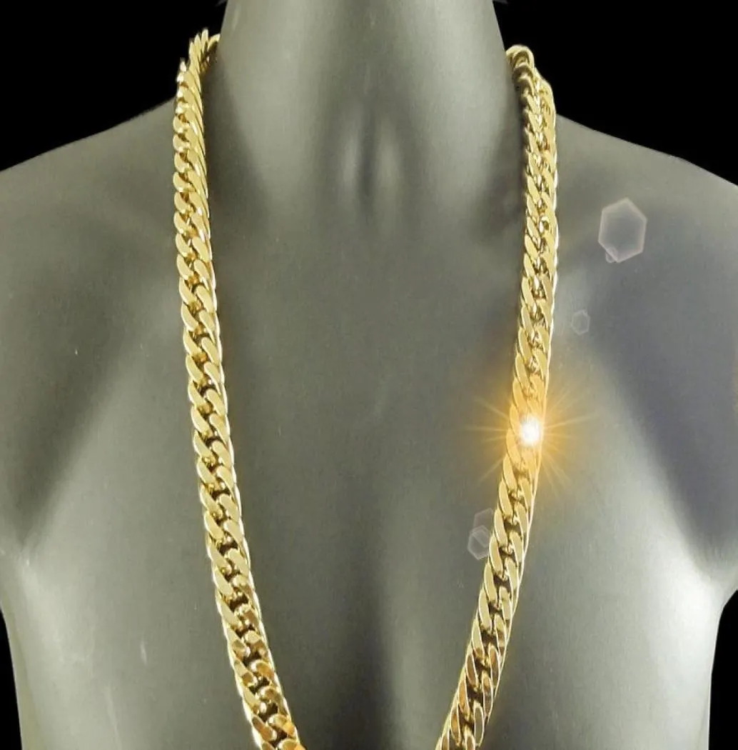 18 K Желтая GF Gold Chain Solid Heavy 10 мм XL Miami Кубинское ожерелье Curn Link8277720