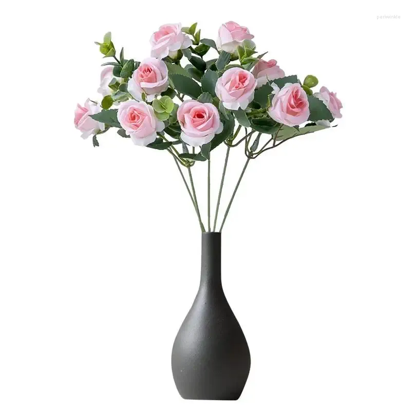 Flores decorativas Buquê artificial Rosa de seda para casamentos Faux Diy Elegant Flower Bouquets