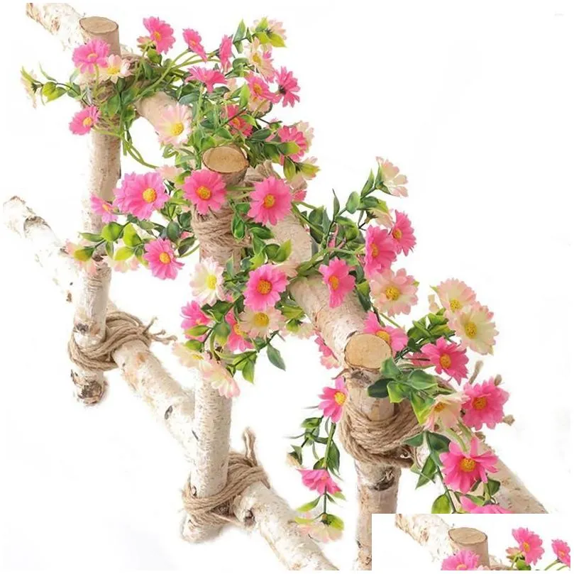 Fiori decorativi ghirlanti 210 cm margherita artificiale Vine appesa Simazione Floro Rattan per ringhiere da giardino da nozze con fioritura v dhpxy