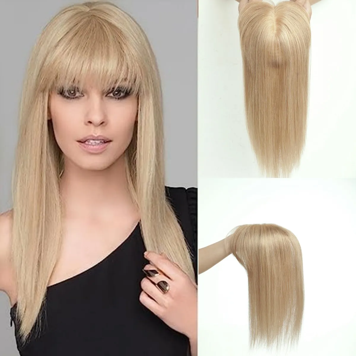 Blonde Golden 10inch 100% Remy Human Hair Topper with Silk 
