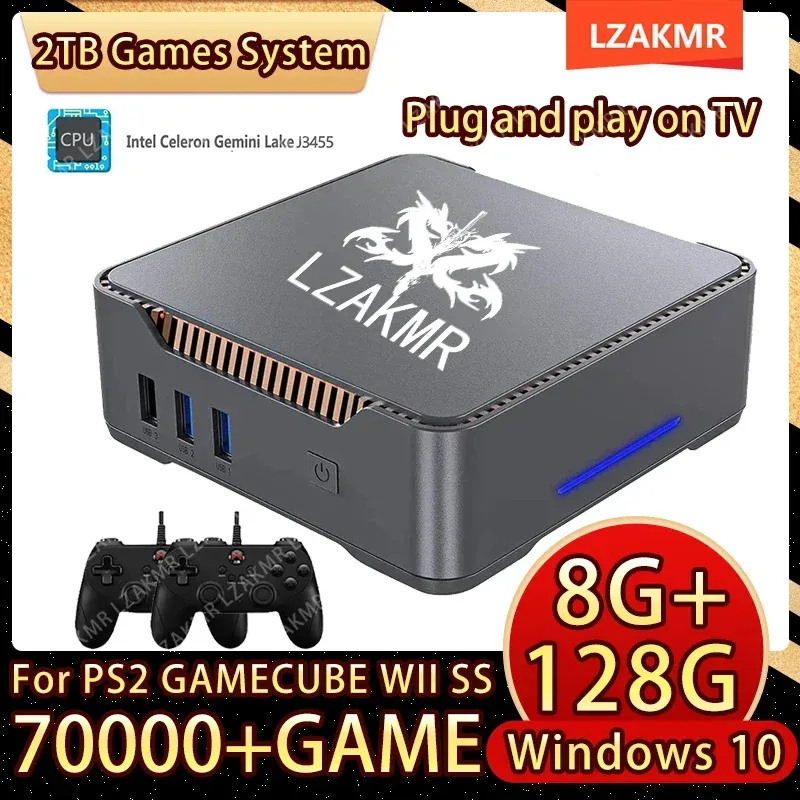 Консоли испытывает Ultimate Gaming Console Plug и Play 8G+ 128G Win10 2TB HDD для PS2 Wii SS GameCube 70000+ Games Belless Controller