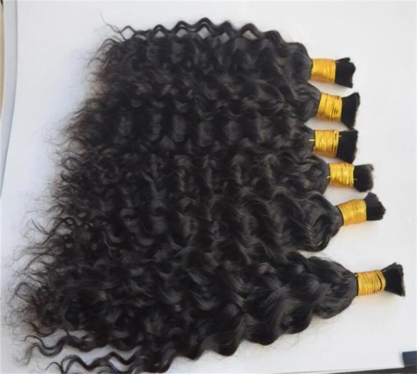 Cabelo humano brasileiro Bulk for Braids Natural Wave Style sem trama molhada e ondulada de cabelo água93959516022257