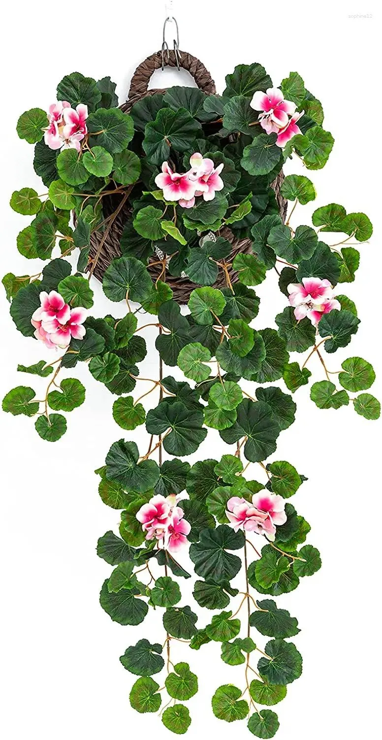Fleurs décoratives artificielles vignes bégonia feuilles plantes w.2.2ft fausse plante verte suspendue pour la maison de chambre à domicile décoration murale de mariage (non