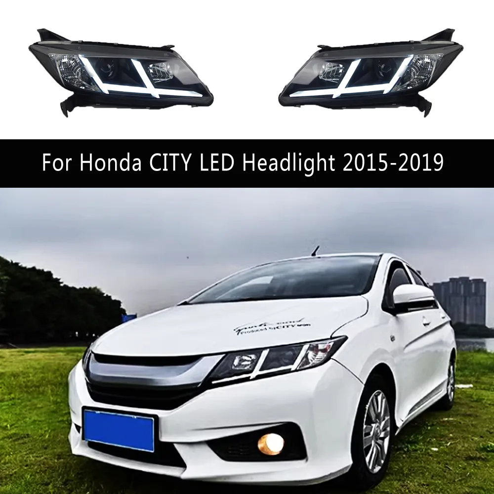 Car Accessories Head Lamp For Honda CITY LED Headlight 15-19 DRL Daytime Running Light Streamer Turn Signal Indicator High Beam