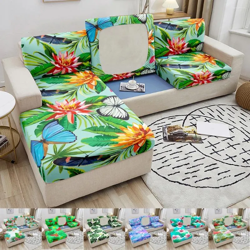 Couvriers de chaise feuilles tropicales Sofa Sofa Silat Coussin de siège Flamingo Print Couch Couvoir fauteuil pour décoration de salon