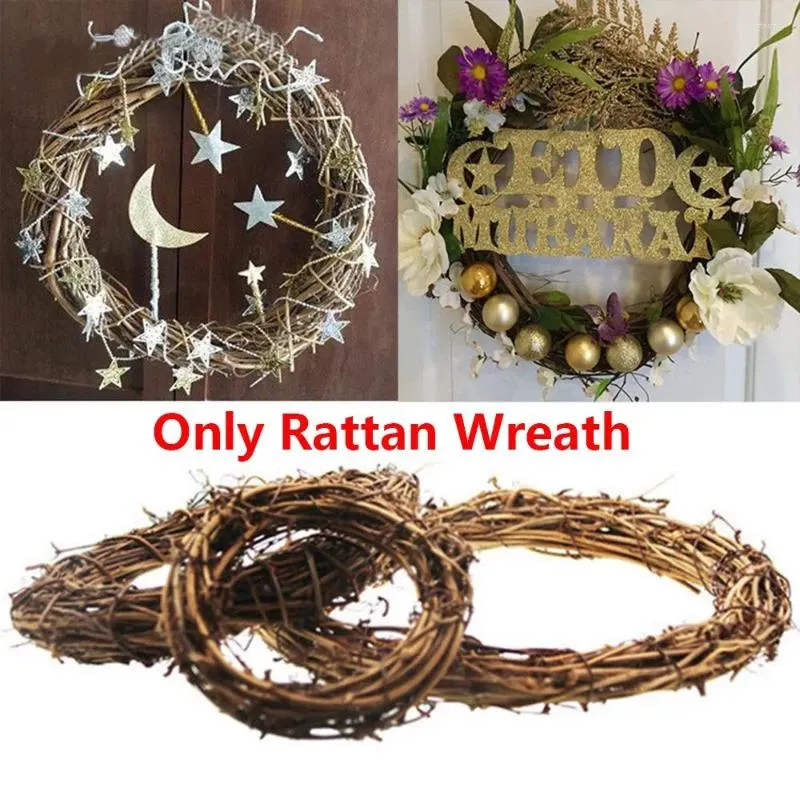 Fleurs décoratives Ramadan Decoration Eid Murbark Wedding Wreaths Garland Material Couronne de rotin de bricolage Fournitures de fête 8-30 cm