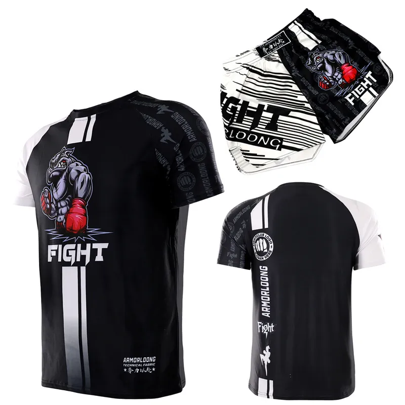 Ensemble Muay Thai LiiYii Pour Enfants 5-16 Ans - T-shirt Et Short De Boxe MMA - Polyester Respirant - Entraînement Combat