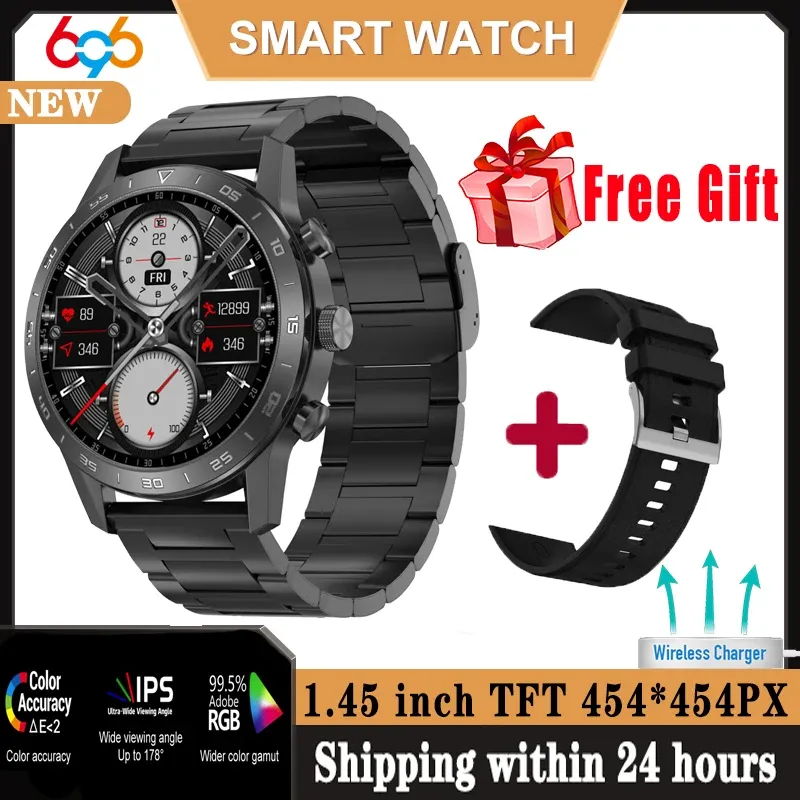 Смотреть оригинальные Smart Watch Men NFC Blue Tooth Call Водонепроницаемый монитор сердечного ритма GPS Tracker Sport Smart Wwatch Business Wireless Зарядка