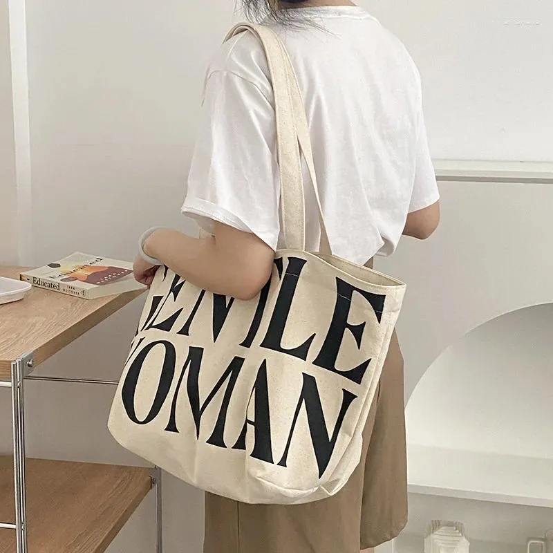 Bolsas de noite moda letra casual letra bolsa impressa bolsa de ombro portátil para mulheres bolsas de lona e compras