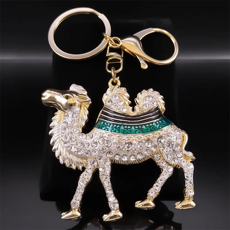 Gold Camel Rhinestone macrame keychain - Creative...