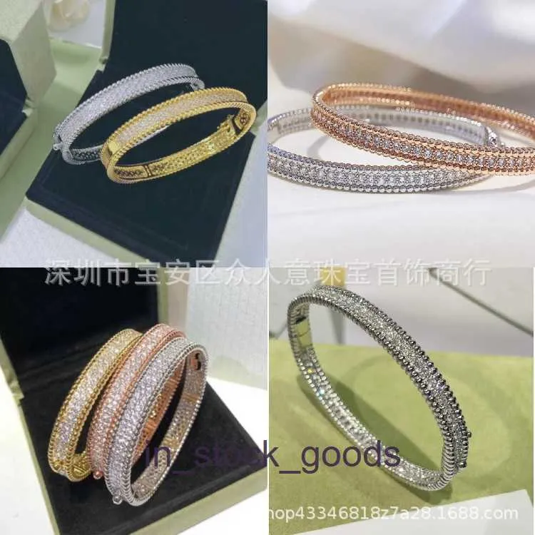 High End Designer Bangles do bransoletki Vancleff 925 Srebrny platowany 18 -karatowy złoty koralik Pełna diamentowa moda wszechstronna bransoletka Kalejdoskopowa Kalejdoskopowa Bransoletka Oryginalna 1: 1 z logo