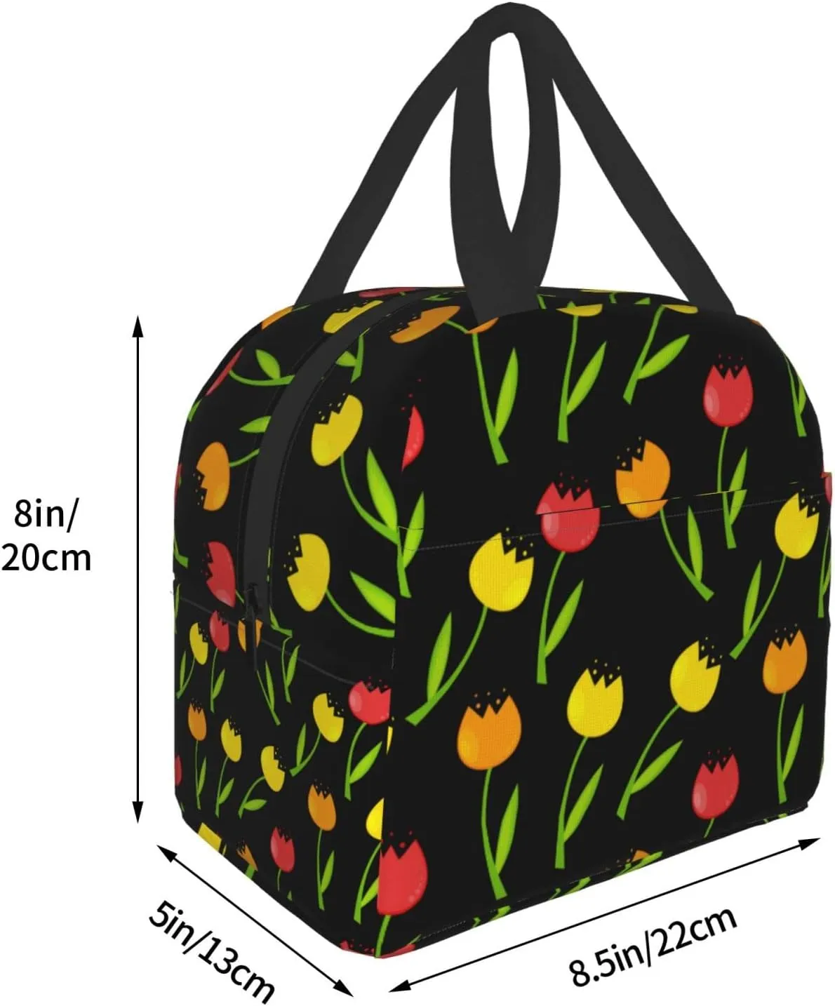 Bolsa de almuerzo de flores de tulipán amarilla Trabajo de viaje Bento Cooler Reutilizable Cajas de picnic Bolsas de contenedores aislados para adultos Niñas