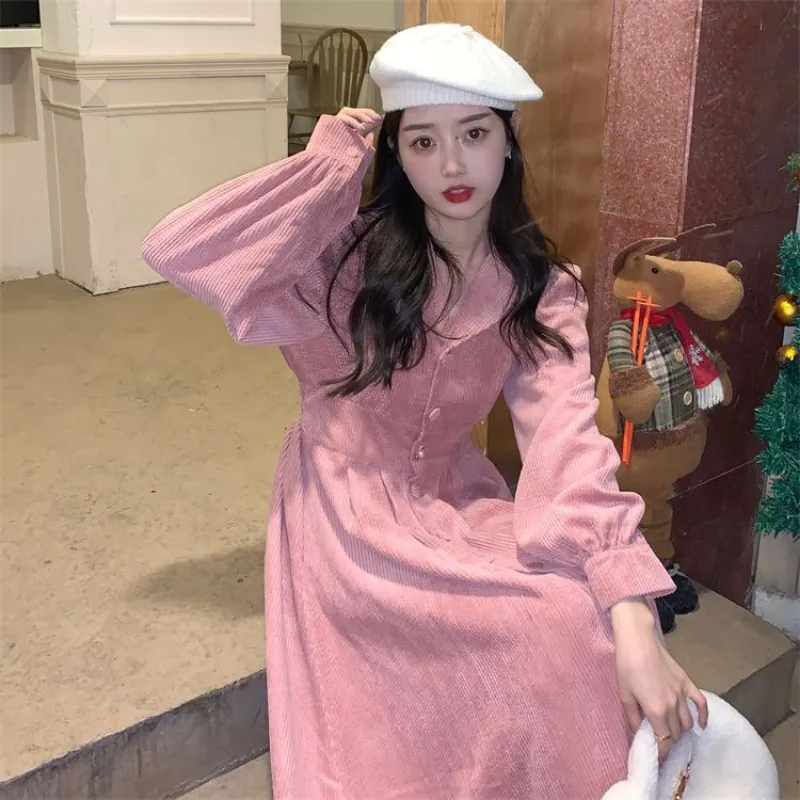 cold shoulder dress 3/4 Sleeves Corduroy Dress Dark Brown Corduroy Girl Dress Fall Winter –  Bandel Boutique