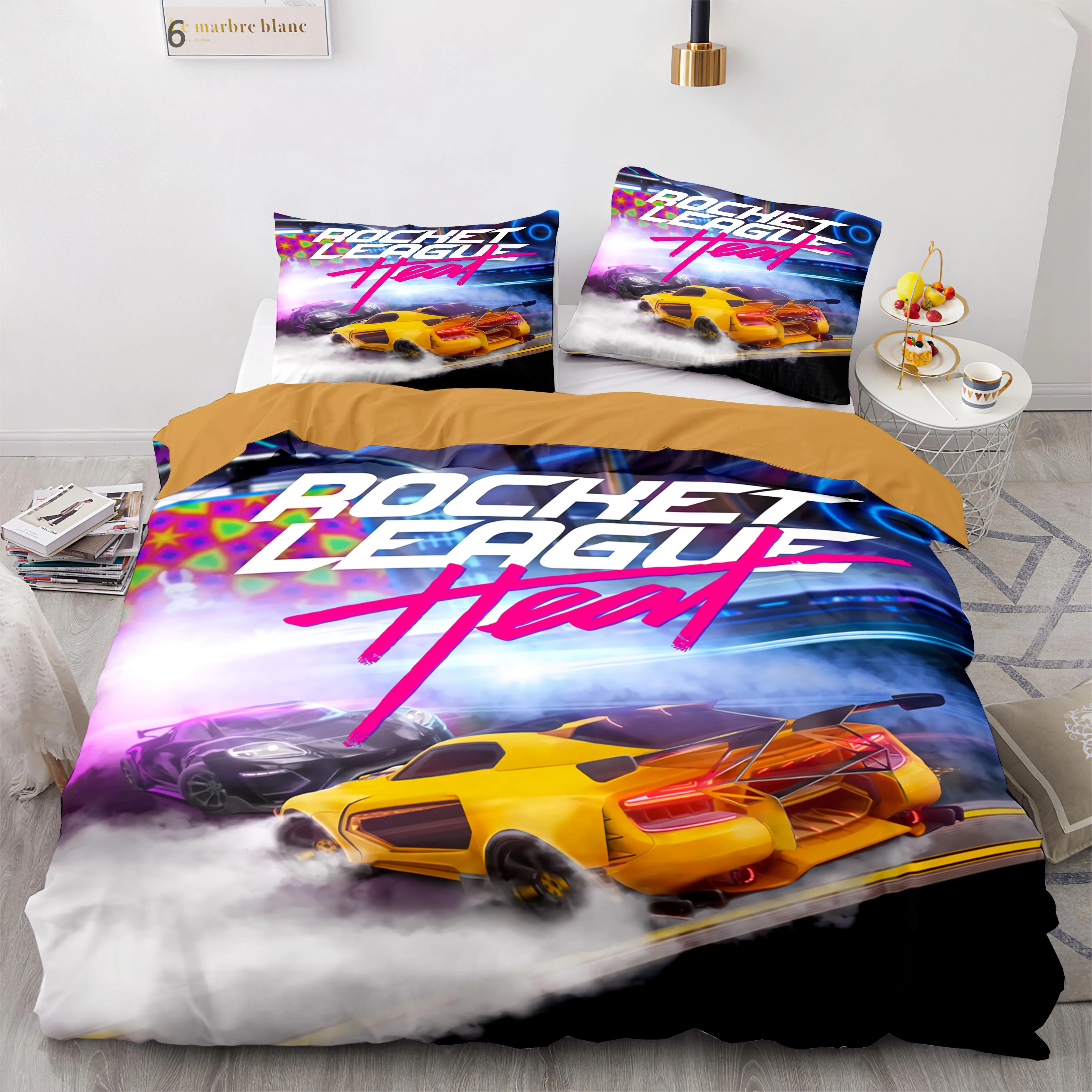 Rocket League sängkläder Set Bedstrast Single Twin Full Queen King Size Car Rocket League Bed Set Children's Bedroom duvetcover