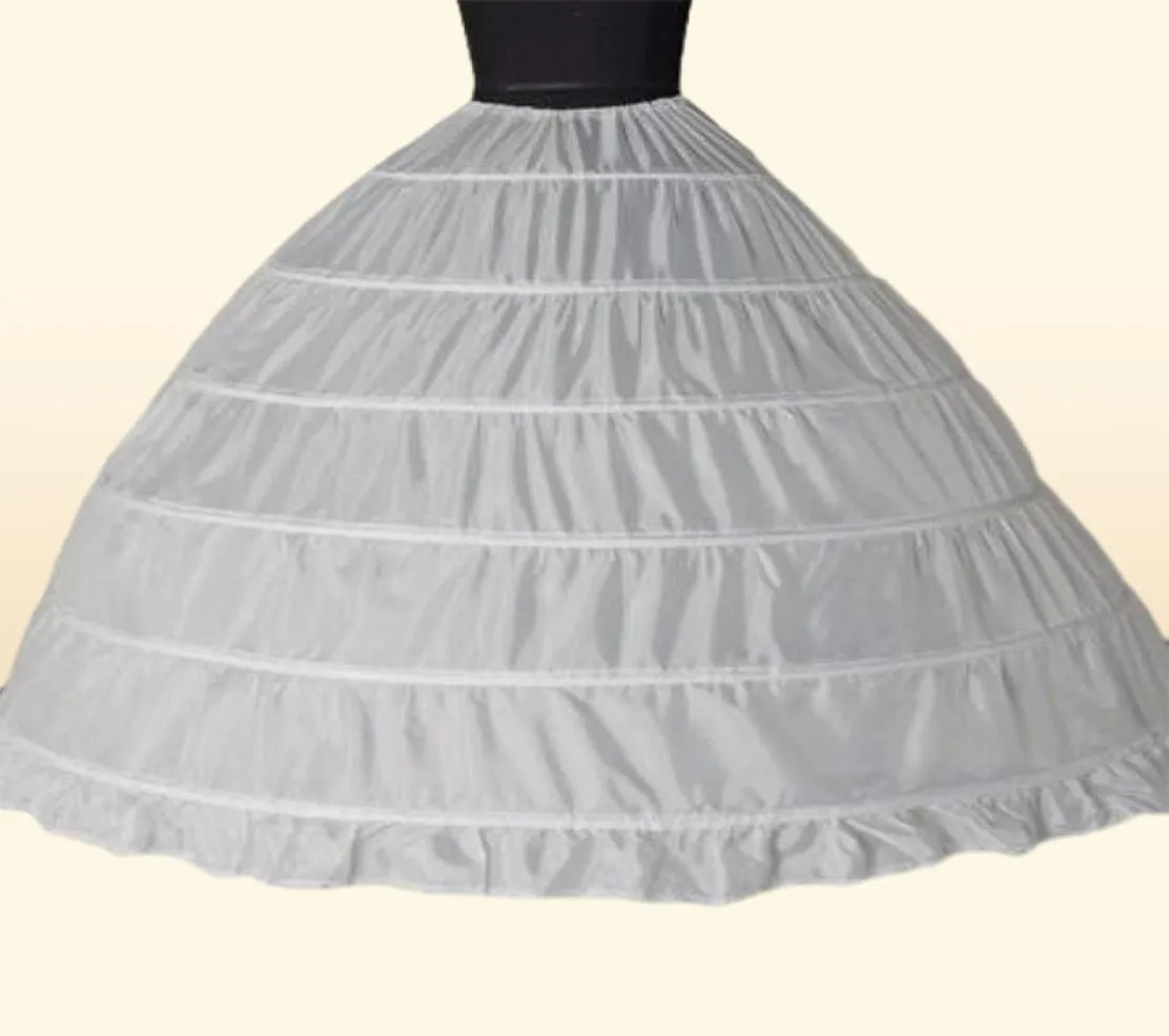 Vestido de bola grande anágua de anáguas nova chegada Branco 6HOOPS BRIDA UNDERSKIRT DRESSOR FORMAL CRINOLINE PLUSS TAMANHO ACESSÓRIOS DE CASAMENTO PARA WOM1319291