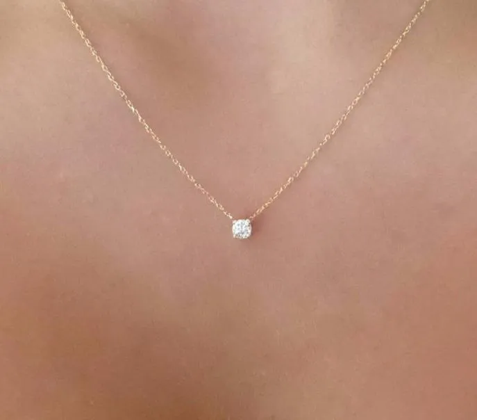 Fashion Gold Diamonds Necklaces Delicate Solitaire Pendant Dainty Pendants Necklace Bridal Jewelry Floating Diamond Jewellery5298542