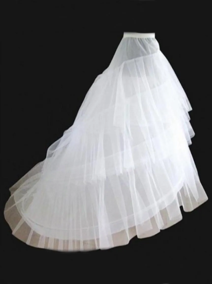 Brudpetticoat White Aline 3 Lager 2 Hoop Train Sweep Slip Wedding Dress CrinolinesKirt Underskirts For Wedding Ball Gowns Pag9084930