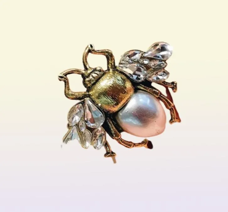 Vintage Simulierte Perlenbienen Fingerringe für Frauen Geometrische Kristallverstellbare Ring Anillos Mujer weiblicher Gothic Jewelry6025998