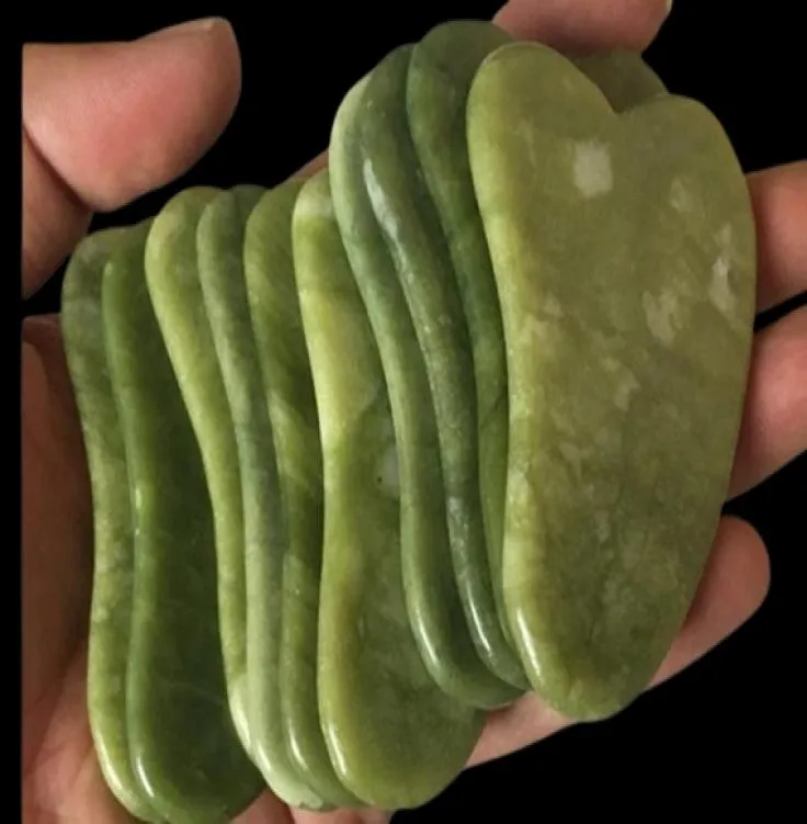 2021 자연 Xiuyan Stone Green Jade Guasha Gua Sha Scra Scra Scraper 보드 스크래핑 치료 롤러 7441879