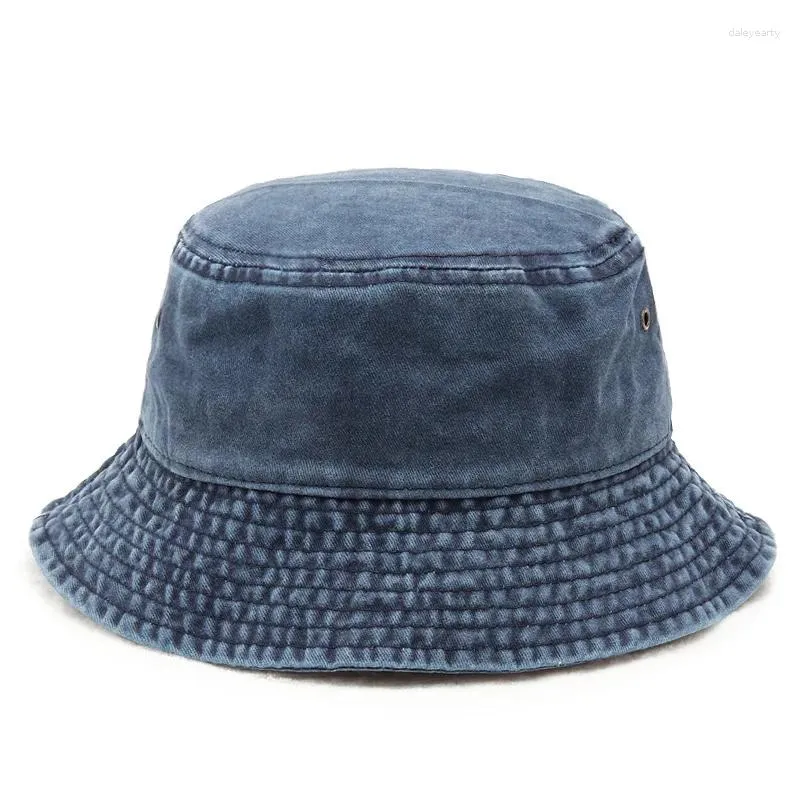 Berets denim emmer hoed voor vrouwen visser buiten mannen gewassen katoen panama mode hiphop gorros bob