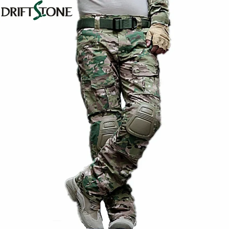 Byxor kamouflagemilitiska taktiska byxor armé militära enhetliga byxor airsoft paintball stridslastbyxor med knäskydd