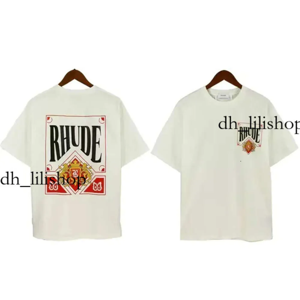 Rhude T Shirt Yaz Amerikan High Street Hindistan Cevizi Palmiye Kamyon Baskı Erkek Tasarımcı Tişört Gevşek Aynı Yuvarlak Boyun Tshirt ile Gündelik Erkek ve Kadın Çiftleri 772