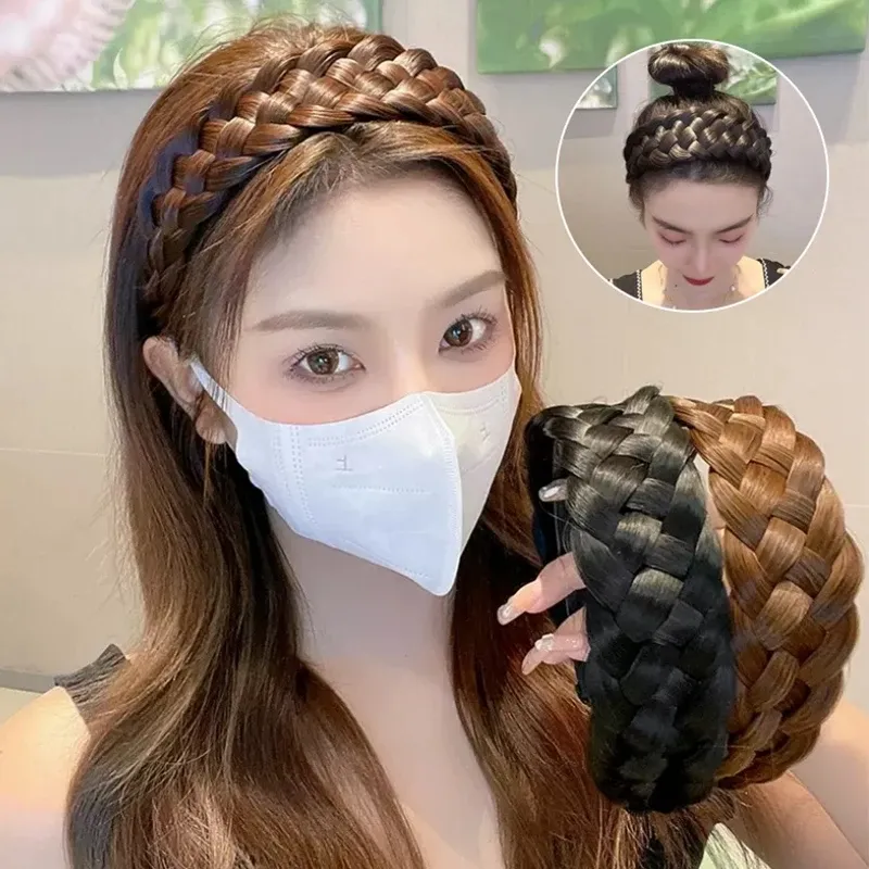 Handmade Fishbone Braids Twist headband hair wig for Women