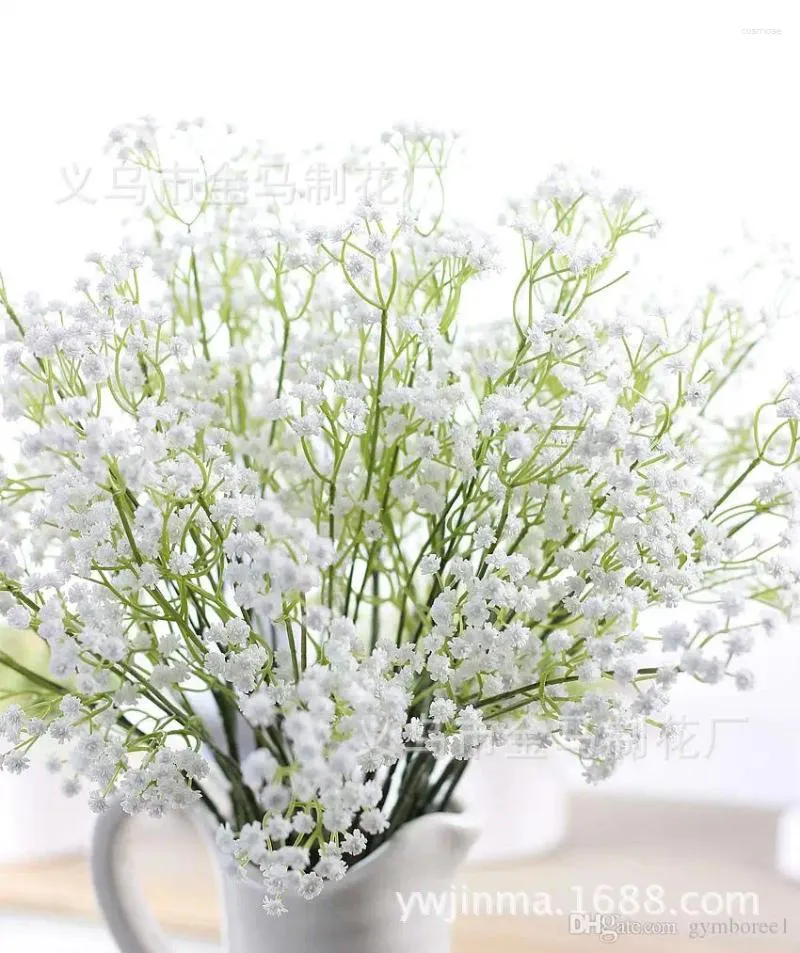 Fiori decorativi eleganti gypsophi bianchi al respiro del bambino artificiale artificiale seta da sposa da sposa da sposa che tiene la pianta bouquet per casa