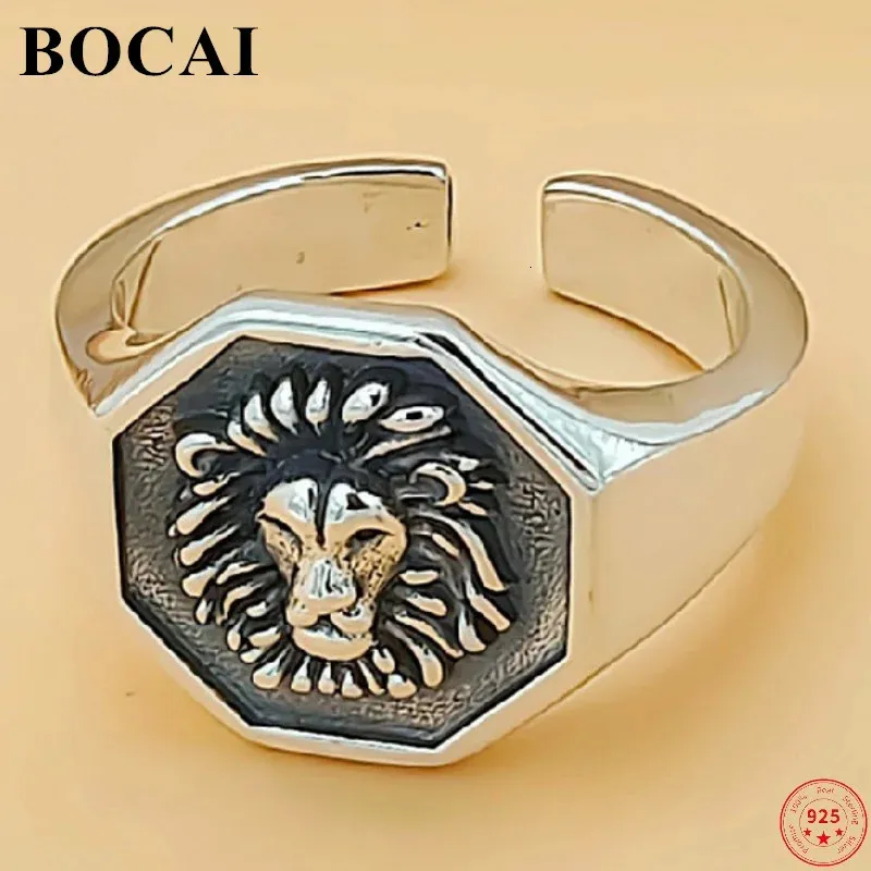 BOCAI S925 Srebrne pierścionki Srebrne Pierścienie moda Lion Regulowana dominująca punkowa pure argentum biżuteria do men240412