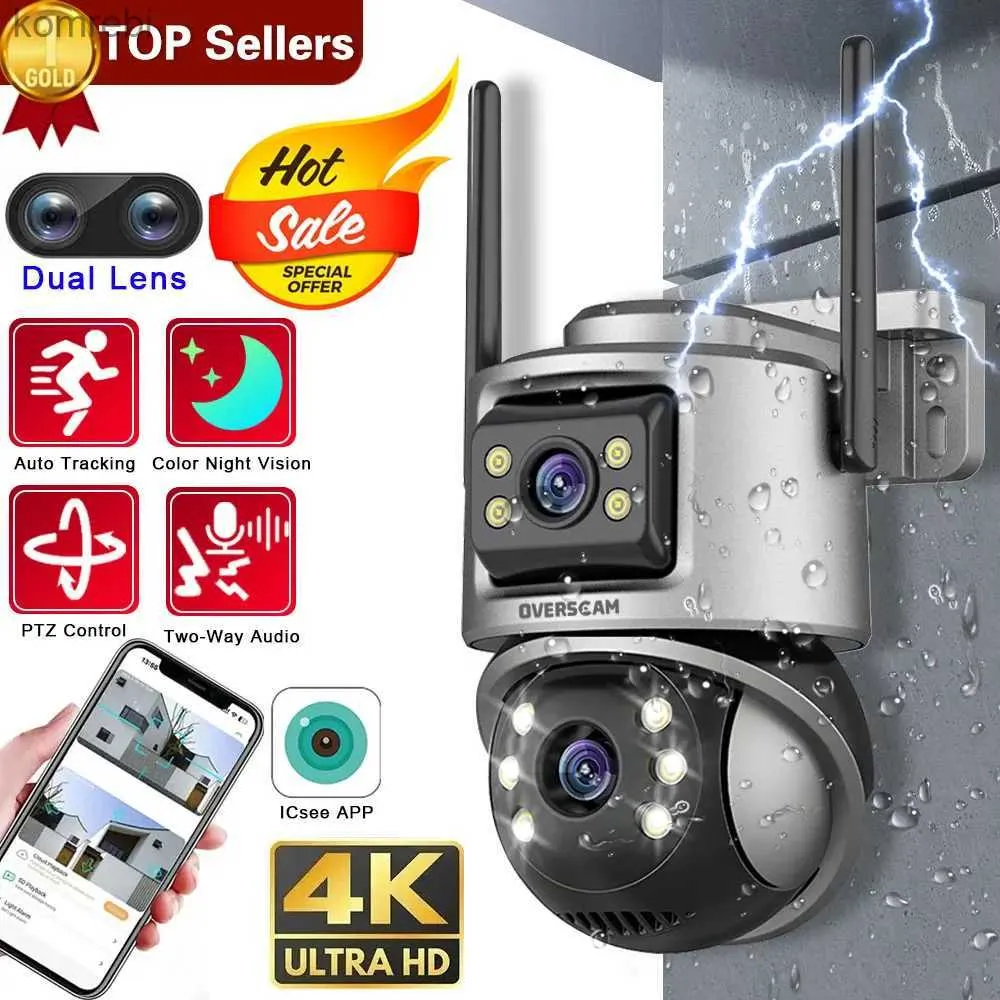 PTZ -kameror 4K 8MP Extern WIFI PTZ -kamera Dual Lens utomhus IP -kamera 4MP AI Automatisk spårning Säkerhetsskydd CCTV Monitoring P2P ICSEE C240412