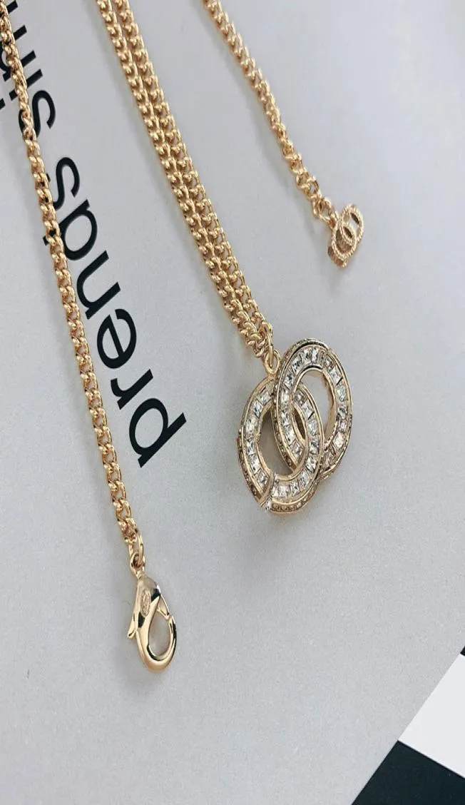 C1988 Brass Classic Necklace Franse Couture CZ Cubic Zirconia Letter Pendant ketting Fashion Women039S Sweater Chain9225537