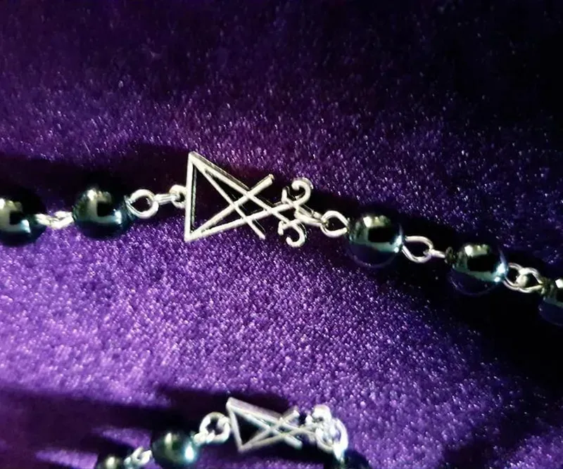 Lucifer Rava Chain Sigil Lucifer Rosary Necklace Gothic Occult Jewelry with Metal Alloy ...