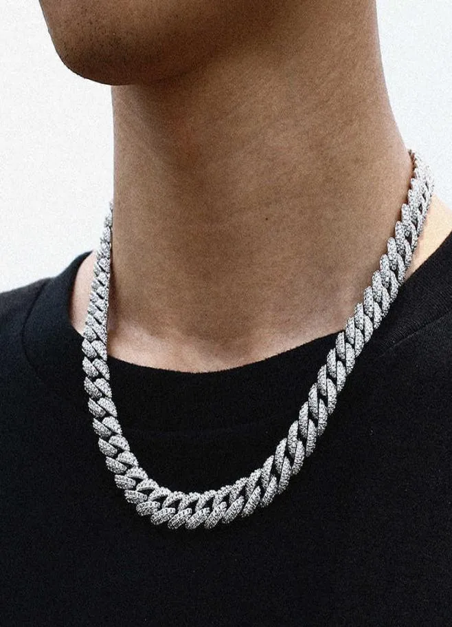 Collane da 18 pollici 10 mm 925 Sterling Sterling Impostazione ghiacciata a diamante Moissanite Hip Hop Cuban Link Catena Miami Collana Gioielli per 3828165 per 3828165