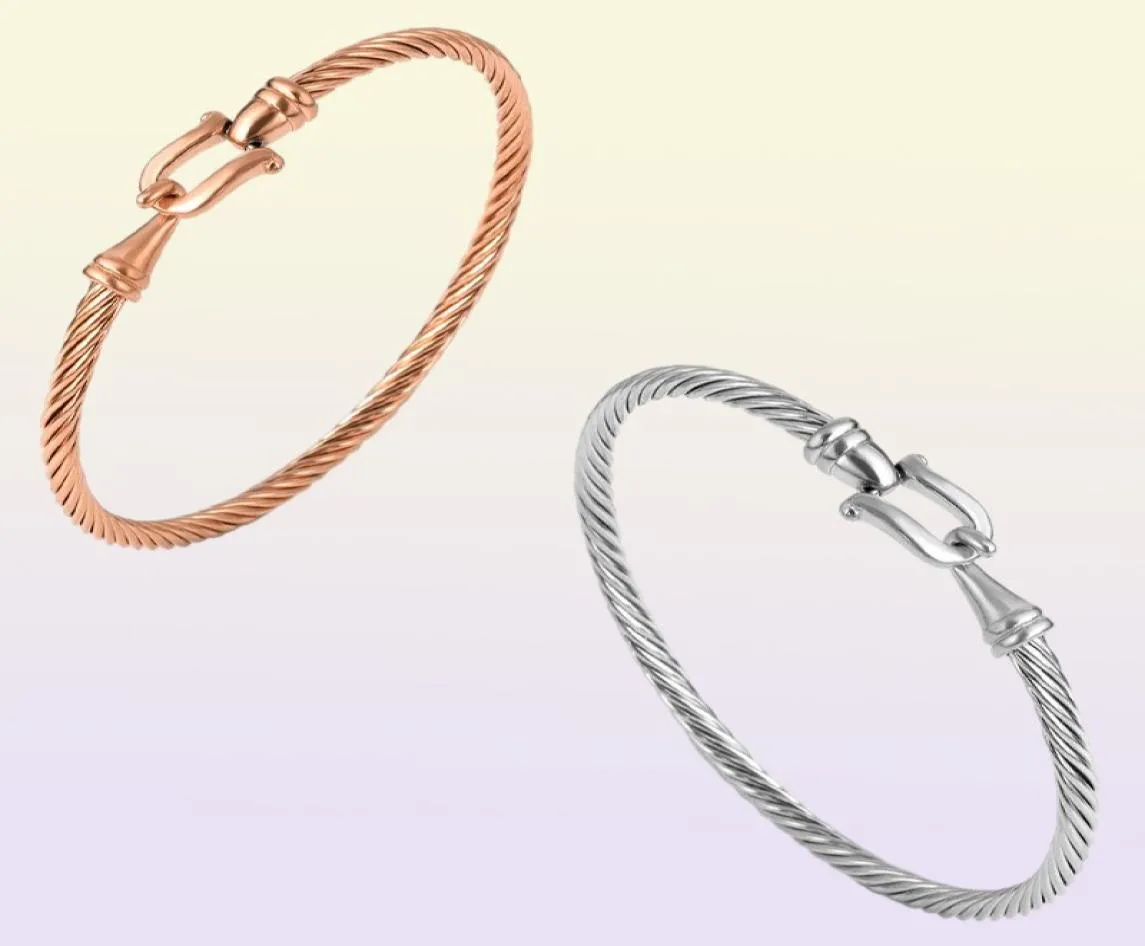 Biżuteria mody Rose złoto srebrne mankiety Bracelety urok stali nierdzewne cienki przewód kablowy Pulseira biżuteria bransoletki dla kobiet6201406