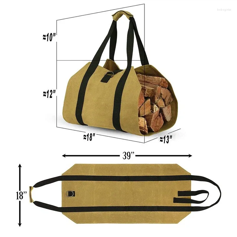 Sacs de rangement Sac de bois de feu Canvas Outdoor Camping Wood Logue Paquet Tote Tote Home Fiche