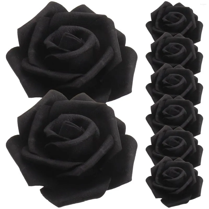 Fiori decorativi 100 pezzi Rosa artificiale Rose finte tavolo da pranzo decorazione da pranzo Black Flower Head Bouquet