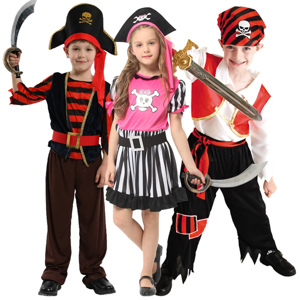 Kids Pirate Costume Set - Complete Halloween Dress Up Outfit With Accessories For Role Play & Carnival Parties