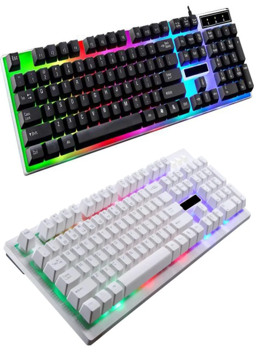 Computer Keyboard Backbellysta speltangentbord för Desktop USB Wired Illuminous Gamer Office LED Backlights PC Keypad3155074