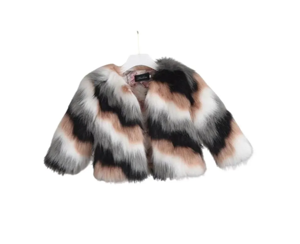 Winter coat for kids Kid039s multicolor faux fur jacket Baby girl glam faux fur coat Girls coat LJ2011302556612