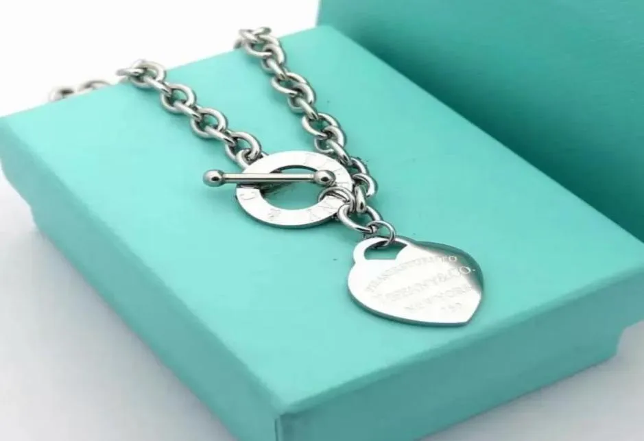 Designer Sterling Silver Heart Bangle Bracelet Collier Set Face Original Fashion Classic2447543