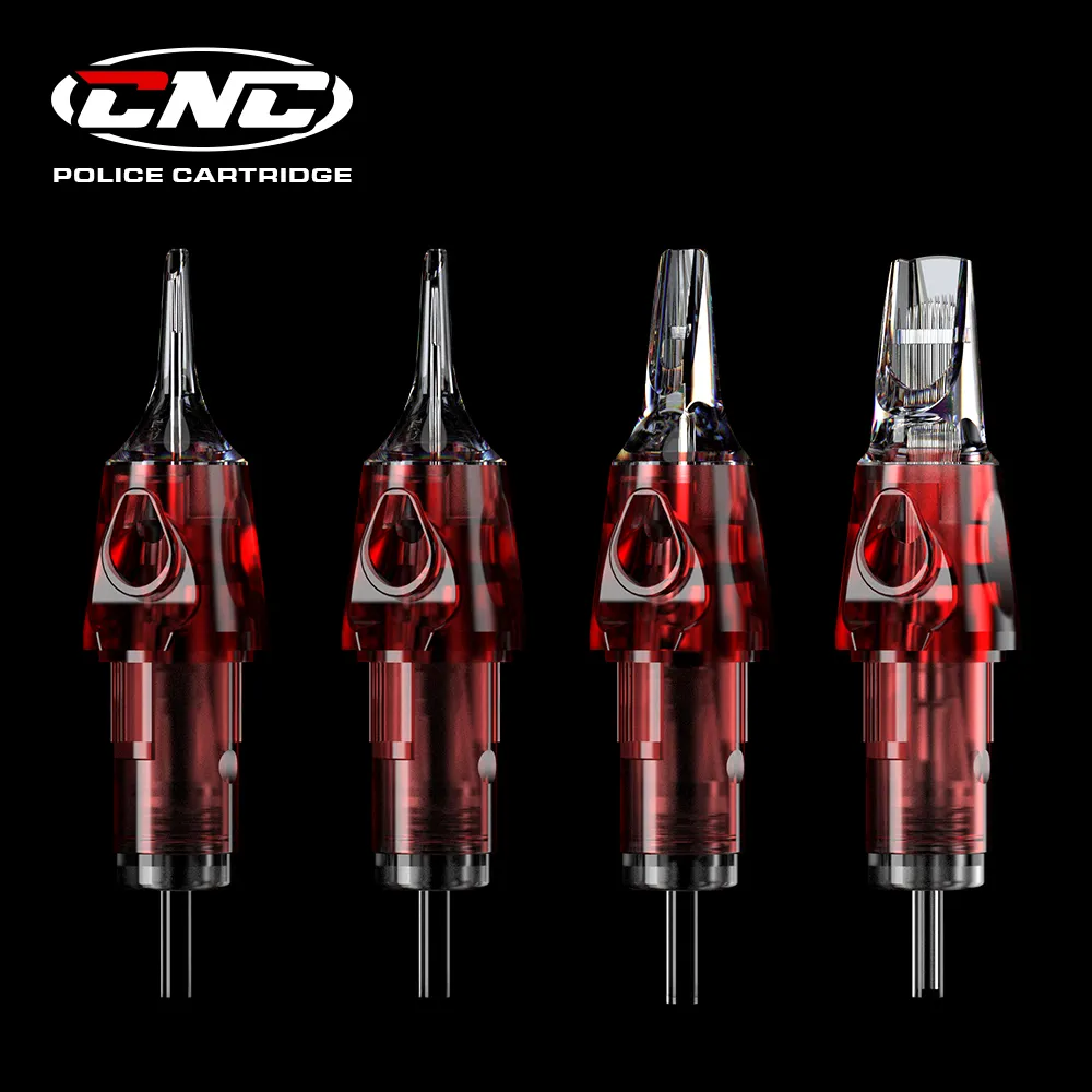 CNC Brasile Spedizione 20 pezzi Tattoo Police Needl Red Siringe Syringe Needl tatuaggi RL/RM 0,3 mm