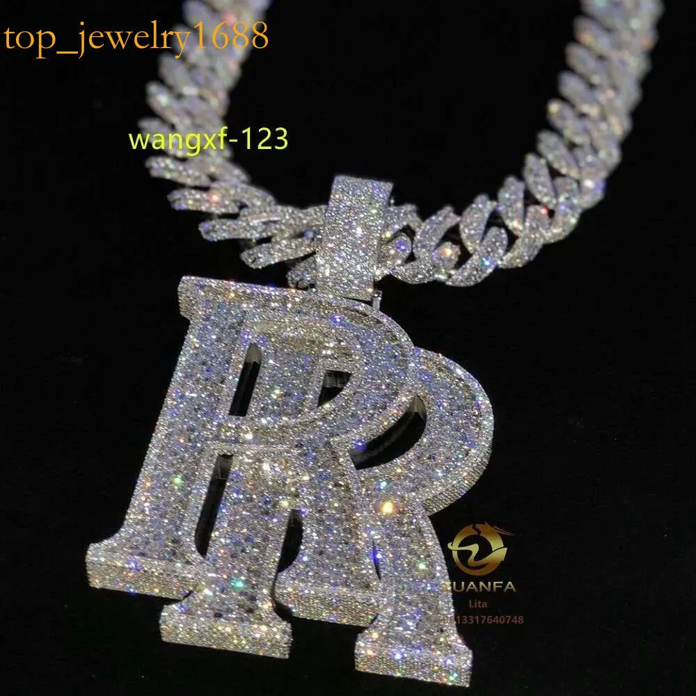 Anpassad bokstäver ut smycken Moissanite Diamonds Halsband Inledande hiphop Sier Custom Pendant